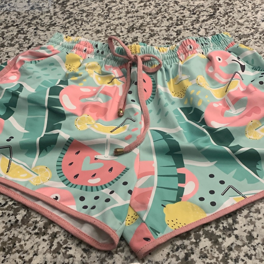 Jess Lea Teal and Pink Flamingo, Lemon and Watermelon Shorts